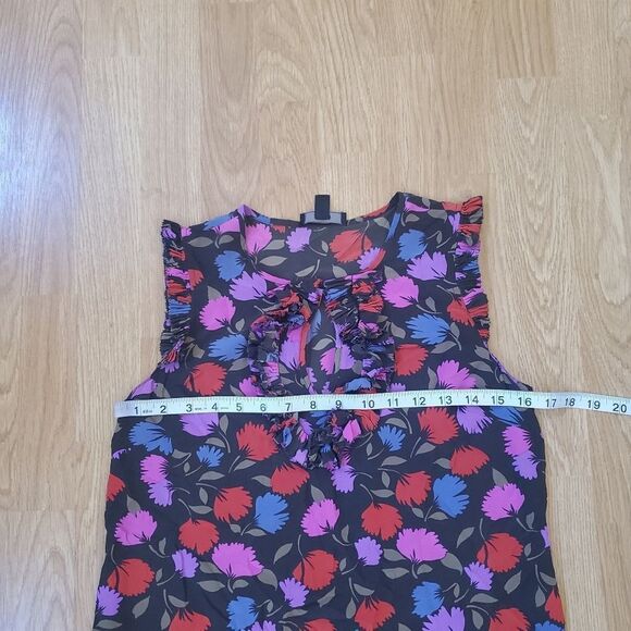 J.Crew Silk Floral Print Ruffle Blouse sz 2 - Picture 10 of 13